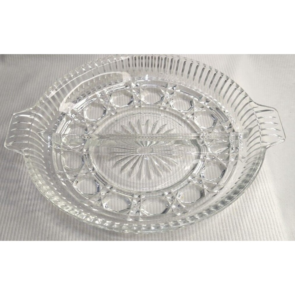 2 section relish dish Vintage Crystal Beautiful flawless heirloom gift